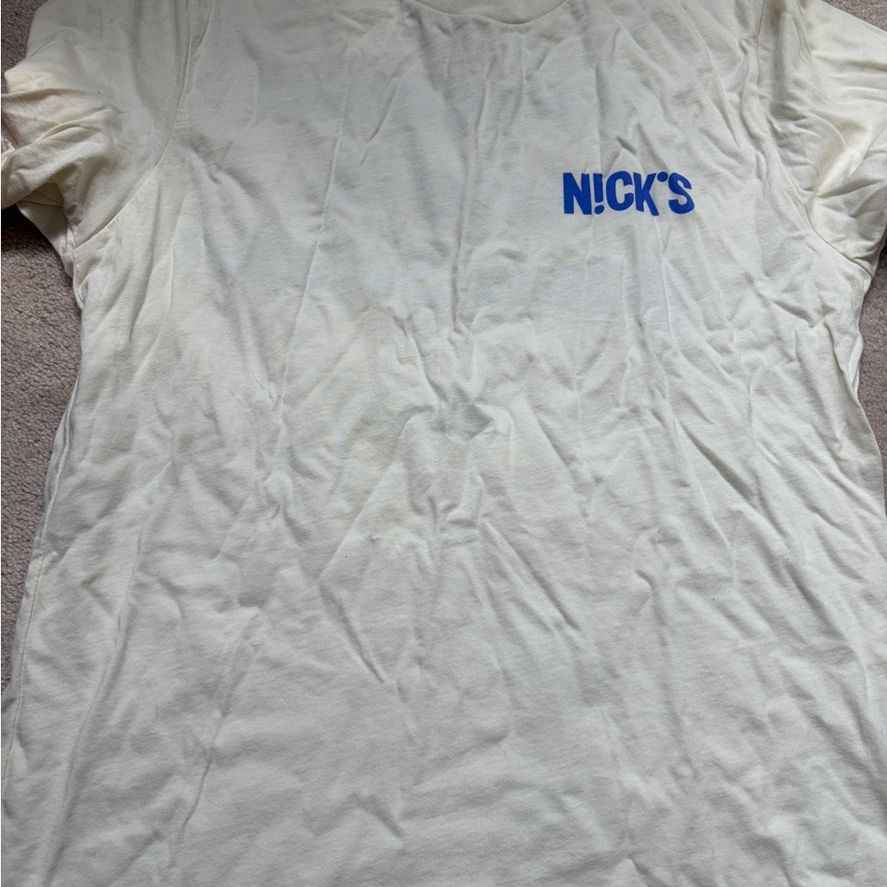 NICK'S ice cream Logo Tee in Cream. Promo shirt. New. Cotton